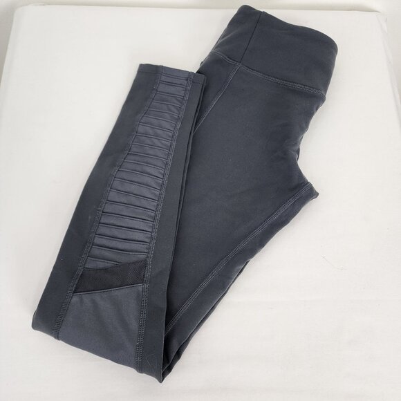 ALO Yoga Gray Moto Leggings Nylon Spandex Mesh Active Running Workout Gym Fit - Picture 8 of 16